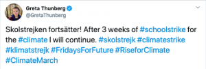Skolstrejken fortsätter! After 3 weeks of #schoolstrike for the #climate I will continue. #skolstrejk #climatestrike #klimatstrejk #FridaysForFuture #RiseforClimate #ClimateMarch