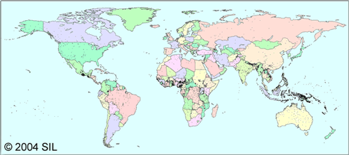 Geografische Verteilung der Sprachen der Welt