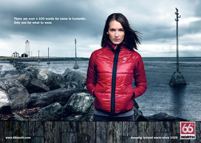 Werbeplakat des isländischen Bekleidungsherstellers 66° North