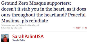 <em>refudiate</em> in einem Twitter-Post Sarah Palins