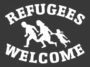 Antifa-Motiv „Refugees Welcome“ (Urheber: Kollektiv „Red Stuff“, Berlin Kreuzberg)