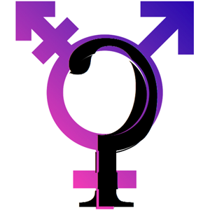 Glottaler Plosivlaut über das Transgender-Symbol gelegt